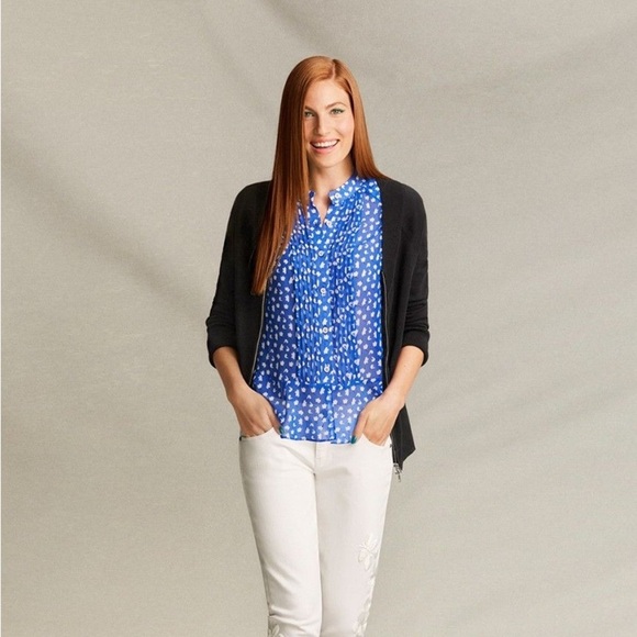 Cabi Electric Blue Tulip Sheer Blouse - Picture 2 of 5